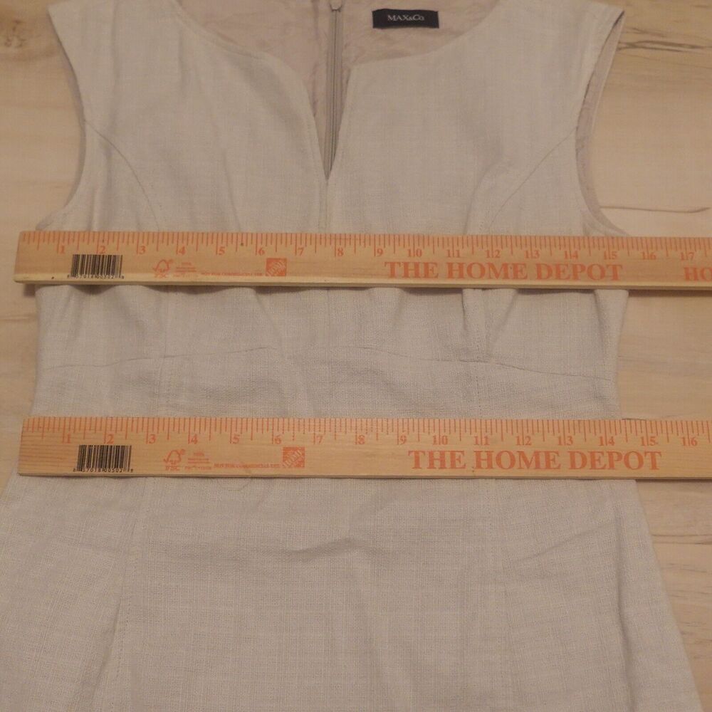 Max Co Women's Size 6 Dress Cotton Sheath Knit Cream Black Stripe Sleeveless - Picture 8 of 9